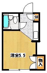 シャローム(ワンルーム/2階)の間取り写真