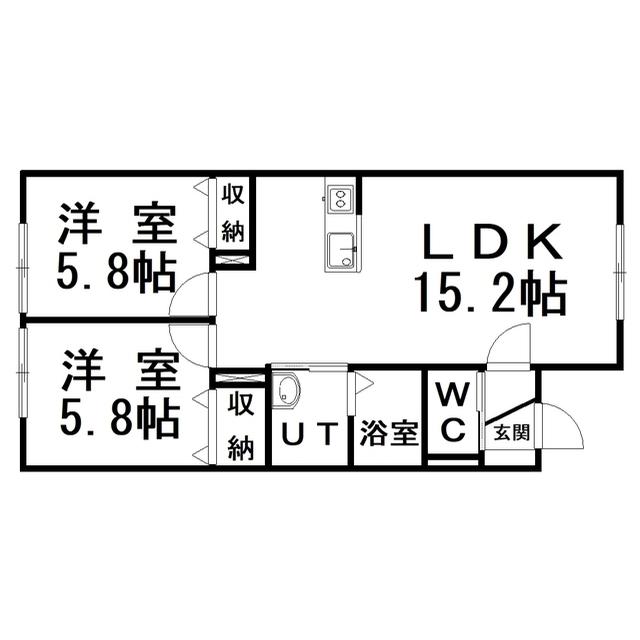 ボルベール・ピソ(2LDK/2階)の間取り写真