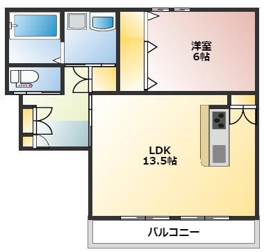 リビオーヌ庚午北(1LDK/2階)の間取り写真