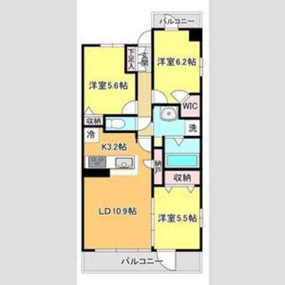 DRESSER 新田東(3LDK/4階)の間取り写真