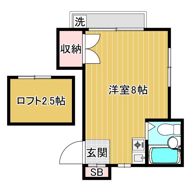 上高田ハイツ(ワンルーム/2階)の間取り写真