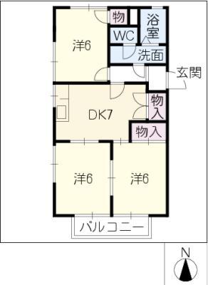 ソレイユミキ(3DK/2階)の間取り写真