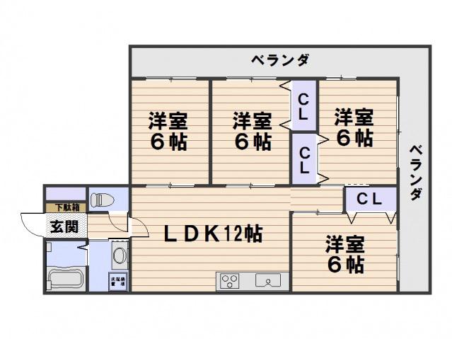 ルネシャンポール山科(4LDK/3階)の間取り写真