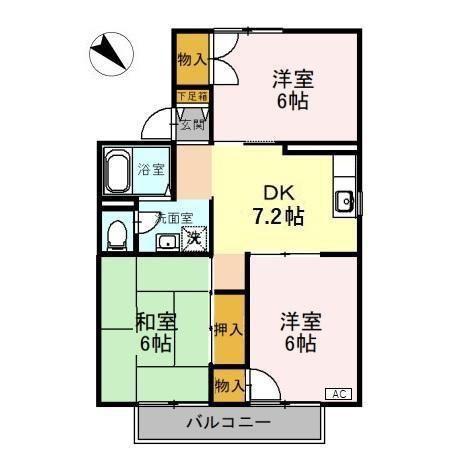 パレーシャル太陽(3DK/1階)の間取り写真
