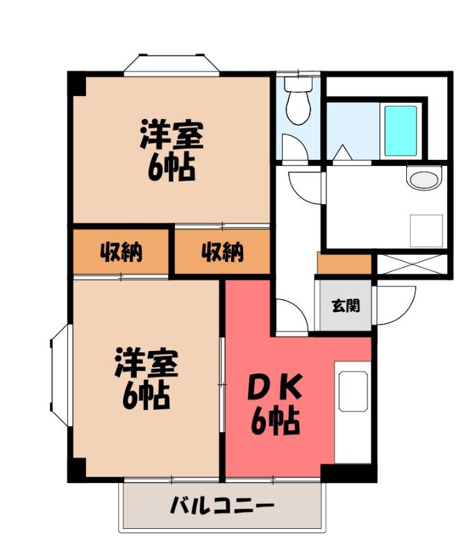 プランタン長谷部B(2DK/1階)の間取り写真