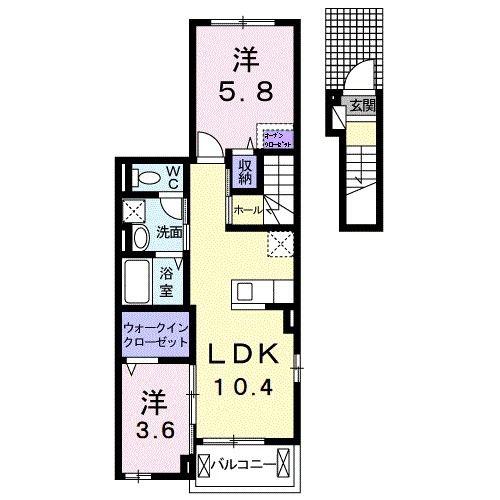メゾン・フルール(2LDK/2階)の間取り写真