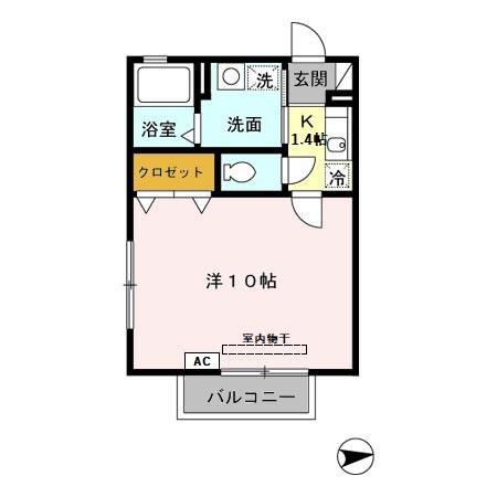 メゾンヴェールNIII(1K/2階)の間取り写真