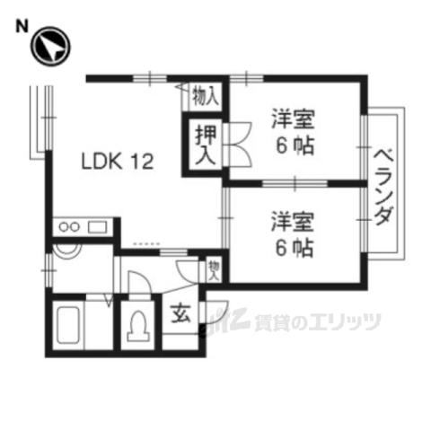 スリーパブリック B棟(2LDK/1階)の間取り写真