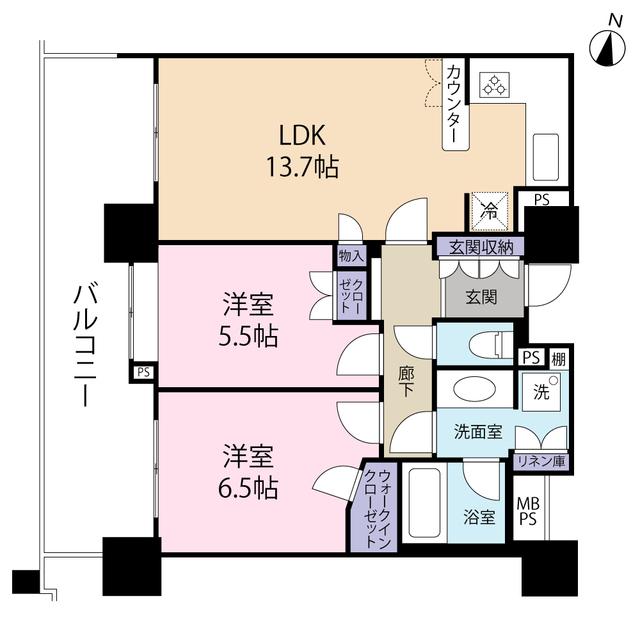 ライオンズマンションコスタ・タワー浦和(2LDK/29階)の間取り写真