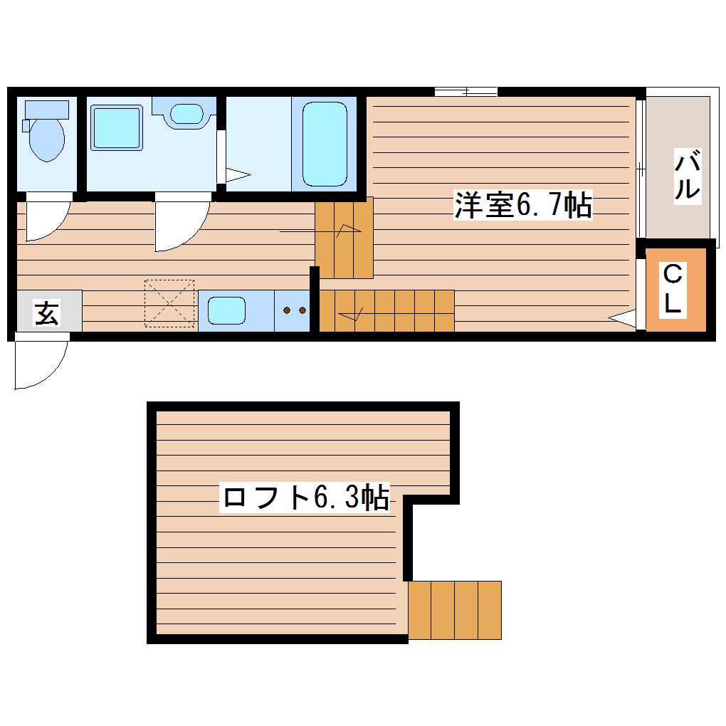 STAGE金城(1K/1階)の間取り写真