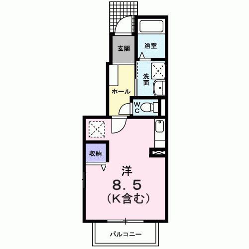 プチフルールA(ワンルーム/1階)の間取り写真