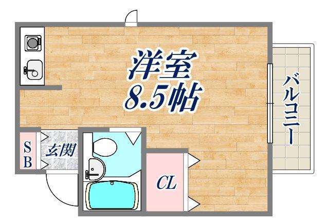 アイビーコート1(ワンルーム/2階)の間取り写真