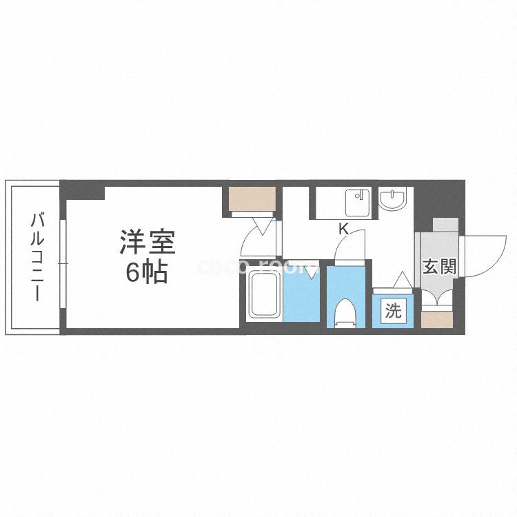 プレサンス谷町アルファ(1K/5階)の間取り写真