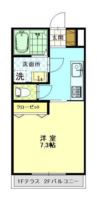 NATURE赤佐古(1K/1階)の間取り写真