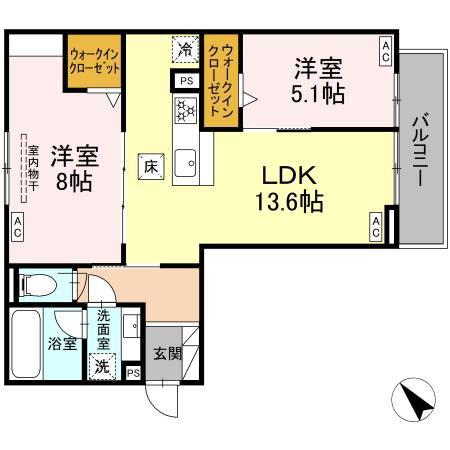 D-AVANCE今本町C(2LDK/1階)の間取り写真