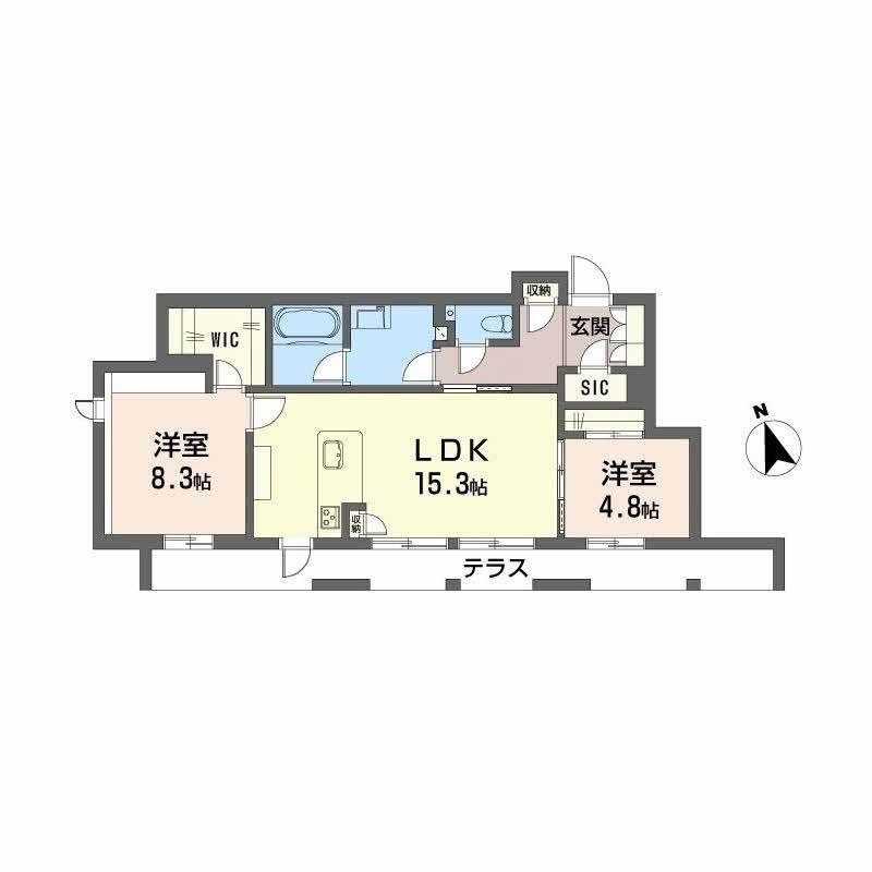プレミアス赤坂けやき通(2LDK/1階)の間取り写真