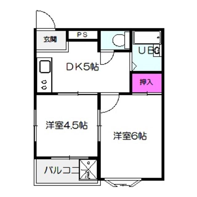 ピアーレ大今里(2DK/2階)の間取り写真