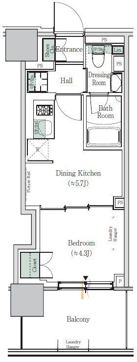ONE ROOF RESIDENCE NISHI NIPPORI(1DK/4階)の間取り写真