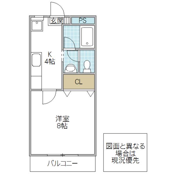 フォーライフ石川町(1K/2階)の間取り写真