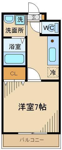 シルビアⅡ(1K/2階)の間取り写真