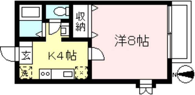 ベルコーポB棟(1K/2階)の間取り写真