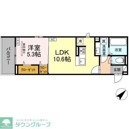 D-ROOM宮千代1丁目PJ A棟(1LDK/3階)の間取り写真