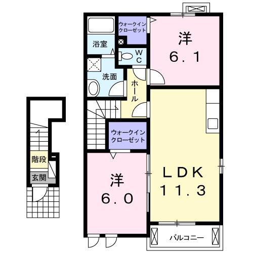 カーサ グランデI(2LDK/2階)の間取り写真