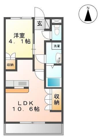 ラティールIII(1LDK/2階)の間取り写真