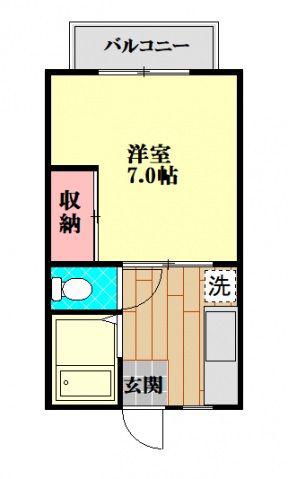 サンシティ長岡(1K/2階)の間取り写真