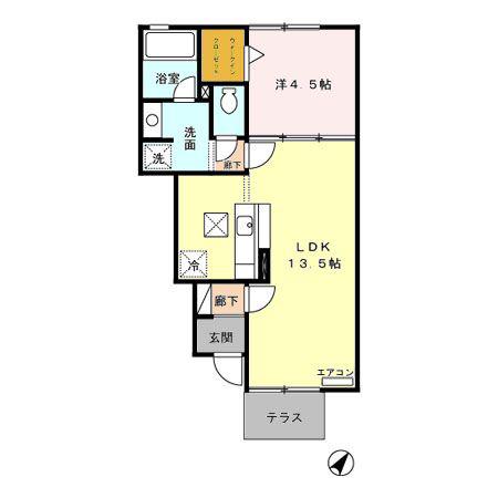 ROSE COURT(1LDK/1階)の間取り写真