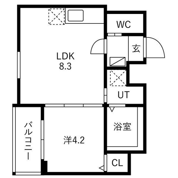 F ASECIA POLAKE(1LDK/1階)の間取り写真