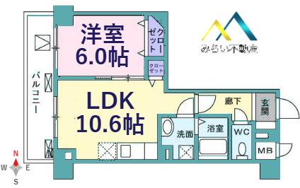 菊水レジデンス綱島I(1LDK/6階)の間取り写真