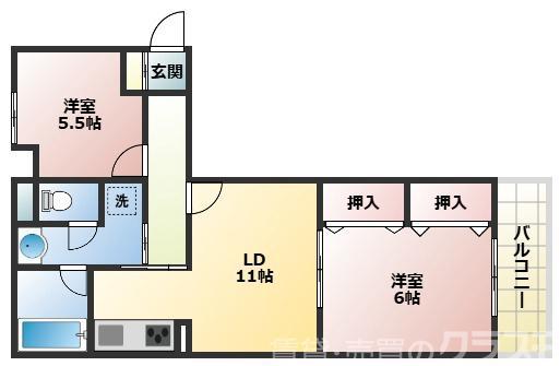 グランドールタカラ(2LDK/3階)の間取り写真