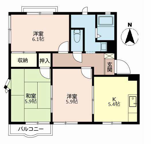 アネックス御立 C棟(3K/2階)の間取り写真