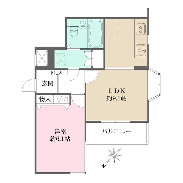 藤和三宿コープ(1LDK/2階)の間取り写真