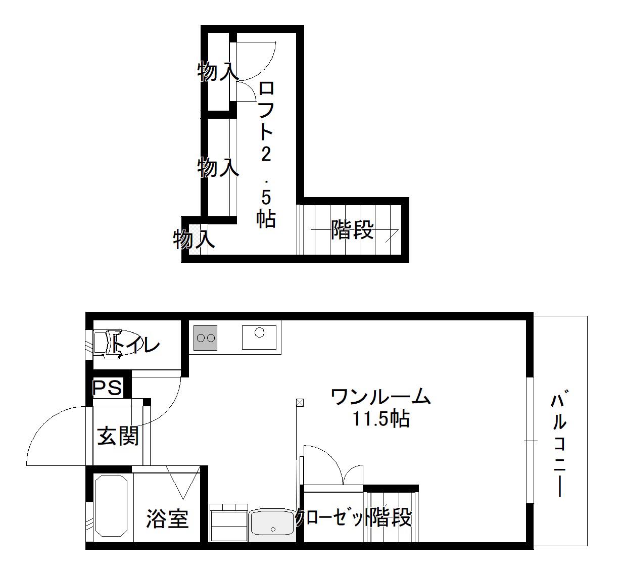 ベルメゾン小松(ワンルーム/1階)の間取り写真
