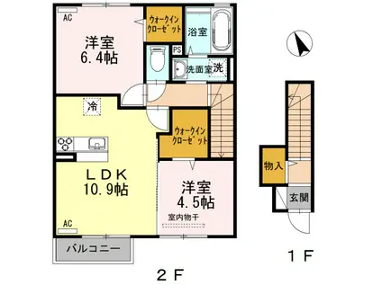 プリマベラ 203(2LDK/2階)の間取り写真