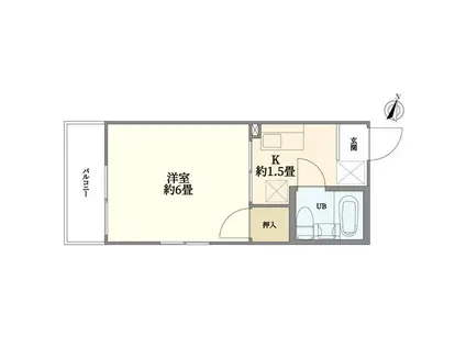 第1グリーンヒル(1K/2階)の間取り写真