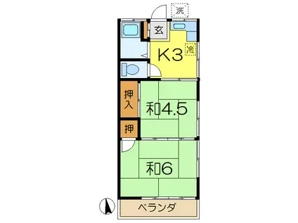 第2コーポ気賀澤(2K/2階)の間取り写真