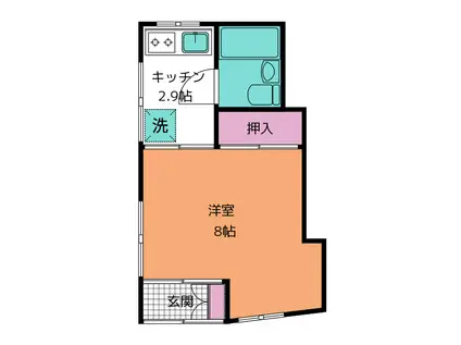 コーポ浜(1K/1階)の間取り写真