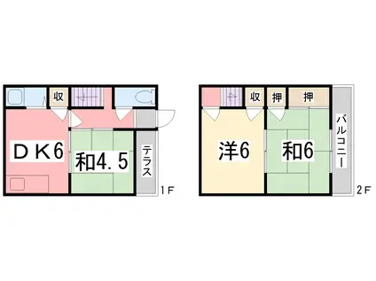 辻井テラスハウス(3DK/1階)の間取り写真
