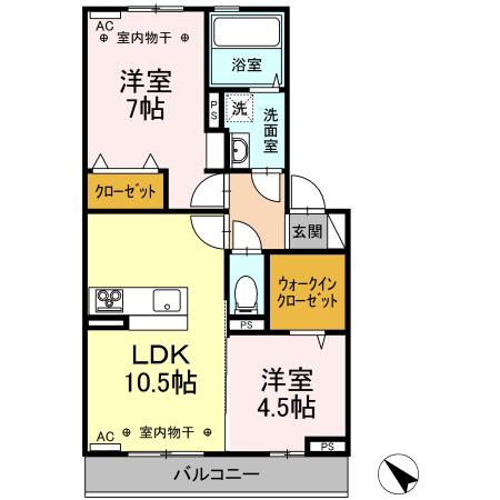 シエスタ・ロッサ 302(2LDK/3階)の間取り写真