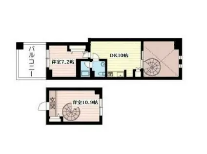レジデンスシャルマン月島(2DK/8階)の間取り写真