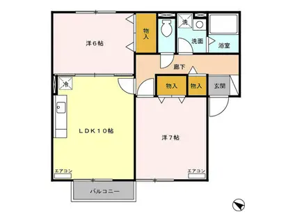 ベルボンヌB 201(2LDK/2階)の間取り写真