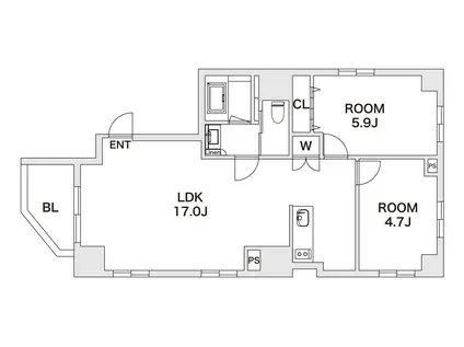 エスペランサ神宮前(2LDK/3階)の間取り写真