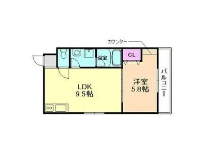 駅前つばきハイツ(1LDK/3階)の間取り写真