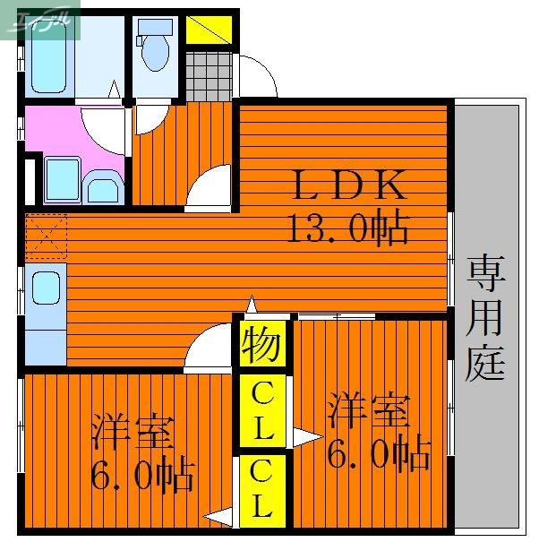 ベリーオーライC(2LDK/1階)の間取り写真