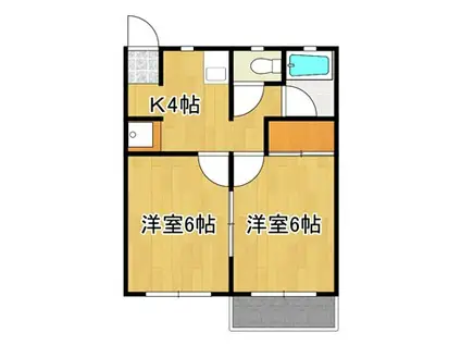 グリーンハウス(2K/2階)の間取り写真