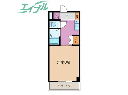 ロゼーリ(ワンルーム/2階)の間取り写真