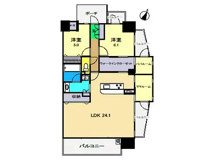 アルファステイツ愛宕山II(2SLDK/9階)の間取り写真